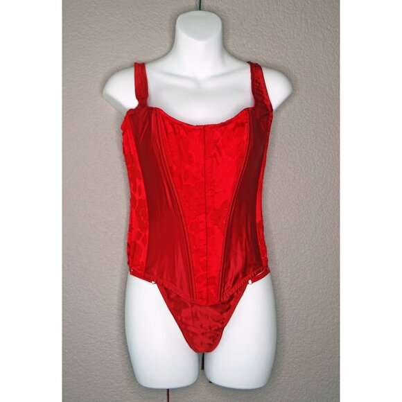 Victoria's Secret Very Sexy Archives Burnout Satin Corset Set Red Size M NWT - Picture 1 of 10